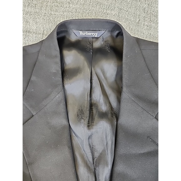 Burberrys Blazer Suit Mens 46 Black Super 100s Wool Gold Buttons Union Made USA - Picture 5 of 9